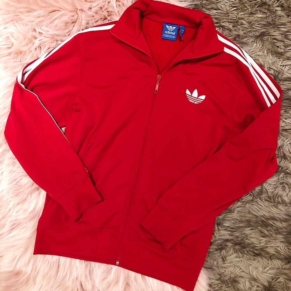 Red Adidas Zip Up Sweater